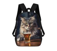 sinyumoney Dragon Sunset Zaino Stampato 3D Per Bambini, Borsa Da Scuola Grande Capacità, Borsa Da Viaggio, Borsa Per Libri, Zaino Scuola Per Bambini, Cute Cat And A Beer, 17"