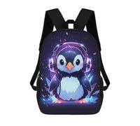 sinyumoney Dragon Wave Japan Zaino Stampato 3D Per Bambini, Borsa Da Scuola Grande Capacità, Borsa Da Viaggio, Borsa Per Libri, Zaino Scuola Per Bambini, Ice Penguin Headphones, 17"