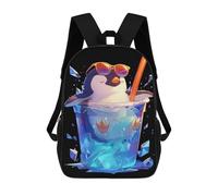 sinyumoney Dragon Wave Japan Zaino Stampato 3D Per Bambini, Borsa Da Scuola Grande Capacità, Borsa Da Viaggio, Borsa Per Libri, Zaino Scuola Per Bambini, Ice Cold Penguin Drink, 17"