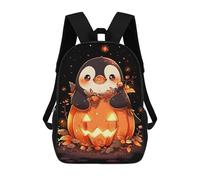 sinyumoney Dragon Wave Japan Zaino Stampato 3D Per Bambini, Borsa Da Scuola Grande Capacità, Borsa Da Viaggio, Borsa Per Libri, Zaino Scuola Per Bambini, Pinguino zucca, 17"