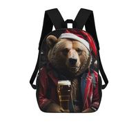 sinyumoney Drinking Beer Santa Bear Zaini Casual Per Bambini, Borse Scolastiche Per Ragazzi E Ragazze, Zaini Per Libri, Zaini 17inch