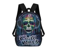 sinyumoney Dripping Skull Chill Vibes Zaino Per Bambini, Borsa Scolastica Di Grande Capacità, Zaino Per Studenti, Zaino Per Ragazzi, Ragazze, Adulti, Adolescenti 17inch