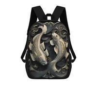 sinyumoney Dual Koi Fish Serenade Zaino Per La Scuola Stampato in 3D Borsa Scolastica Per Ragazzi E Ragazze Zaino Per Bambini Zaino Da Viaggio 17inch