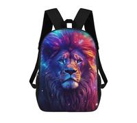 sinyumoney Duck Black And White Zaino Scuola Per Ragazze E Ragazzi, Zaino Con Tasca, Zaino Alla Moda Per Bambini, Lion Night Galaxy Aurora, 17"