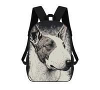 sinyumoney Duck Black And White Zaino Scuola Per Ragazze E Ragazzi, Zaino Con Tasca, Zaino Alla Moda Per Bambini, Bull Terrier Dog Drawing, 17"