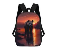 sinyumoney Duck Black And White Zaino Scuola Per Ragazze E Ragazzi, Zaino Con Tasca, Zaino Alla Moda Per Bambini, Panda Sunset, 17"