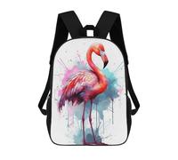 sinyumoney Eagle Forest - Zaino scolastico per adolescenti, con stampa 3D, regolabile, con tasche alla moda, per bambini, ragazzi, ragazze, studenti e adolescenti, Watercolor Flamingo Bird, 17"