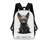 sinyumoney Eagle Forest - Zaino scolastico per adolescenti, con stampa 3D, regolabile, con tasche alla moda, per bambini, ragazzi, ragazze, studenti e adolescenti, Bat Eared Fox, 17"