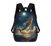 sinyumoney Eagle in Flight Painting Zaino Bambino Ragazza 3D, Borsa Scuola, Zaino Per Bambini Bambini, Zaino Casuale, Borsa Per Libri Alla Moda, Whale In The Night Sky, 17"