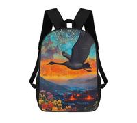 sinyumoney Eagle in Flight Painting Zaino Bambino Ragazza 3D, Borsa Scuola, Zaino Per Bambini Bambini, Zaino Casuale, Borsa Per Libri Alla Moda, Black Swan Flying Over Vulcanic Landscape, 17"