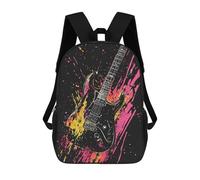 sinyumoney Electric Guitar Splash Art Zaini Scolastici Stampati in 3D Zaini Scolastici Alla Moda Per Bambini Zaini Per Ragazzi Per Studenti Delle Scuole Medie 17inch