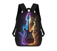 sinyumoney Electric Guitar with Flames-1 Zaino Scolastico Stampato in 3D Zaino Scolastico Per Bambini Zaini Scolastici Zaini Da Viaggio Borsa Casual Alla Moda Per Bambini Studenti Scolastici 17inch