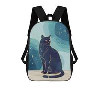 sinyumoney Elegant Black Cat Illustration with Gold Accents Zaino Per Ragazzi, Studenti Adolescenti, Zainetti Per Ragazze, Borse Per Bambini, Scuola Elementare, Scuola Media, Borsa Per Libri 17inch