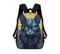 sinyumoney Elephant in Blue Forest Zaino scolastico per bambini alla moda e casual, con stampa 3D per ragazzi, grande zaino, Cat Flower Ritratto 1, 17"