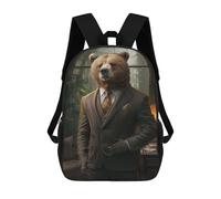 sinyumoney Elephant in Plane Zaini scolastici per bambini, borsa da scuola alla moda, borsa da scuola stampata 3D per ragazzi, studenti elementari e college, Gentiluomo Grizzly, 17"