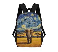 sinyumoney Elephant Under Starry Night Sky Painting Zaino Scolastico Stampato in 3D, Borse Scolastiche Per Ragazzi E Ragazze, Zaino Per Laptop Per Bambini/studenti/adulti 17inch