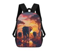 sinyumoney Elephants Sunset Savanna Zaino Scolastico Per Bambini, Stampato in 3D, Borsa Scolastica Alla Moda, Borsa Scolastica Casual Per Ragazzi, Studenti Delle Scuole Elementari E Medie 17inch