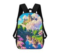 sinyumoney Enchanted Castle in Blossom Land Zaino Per Bambini Borsa Scolastica Per Ragazzi Cartone Animato Stampa 3D Borsa Scolastica Per Studenti Zaino Per Laptop Per Ragazzi E Ragazze 17inch
