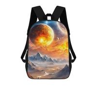 sinyumoney Enchanted Dreamscape Ronaldo, zaino per bambini, borsa per la scuola, borsa per libri, borsa per la scuola stampata 3D, per ragazzi e ragazze, Golden Planet, 17"