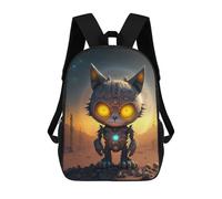 sinyumoney Enchanted Forest - 2 Zaino scolastico per ragazze e ragazzi, grande capacità, leggero, per bambini e studenti, Steampunk Cat In Desert, 17"