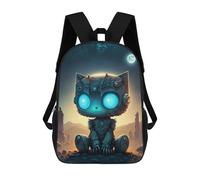 sinyumoney Enchanted Forest Ritratto -2 zaini per bambini stampati 3D, alla moda, graziose borse da viaggio, zaini per il tempo libero per ragazzi e ragazze, Steampunk Cat in Desert Night, 17"