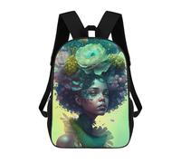 sinyumoney Enchanted Forest Ritratto -2 zaini per bambini stampati 3D, alla moda, graziose borse da viaggio, zaini per il tempo libero per ragazzi e ragazze, Ritratto floreale Fusion, 17"
