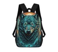 sinyumoney Enchanted Forest Wolf Illustration Zaino Scolastico Grande Per Ragazzi - Perfetto Per Viaggi, Lavoro E Uso Quotidiano 17inch