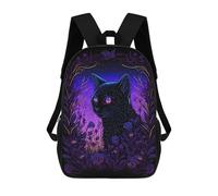 sinyumoney Enchanted Night Cat -3 Zaino Scolastico Per Bambini Alla Moda Casual Zaini Per Bambini Stampati in 3D Borse Scolastiche Per Ragazzi Zaino Grande 17inch