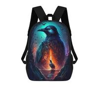 sinyumoney Enchanted Raven Reflections Zaino Scolastico Per Bambini Alla Moda Casual Zaini Per Bambini Stampati in 3D Borse Scolastiche Per Ragazzi Zaino Grande 17inch