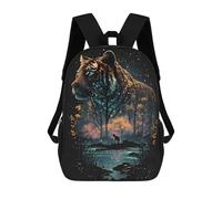 sinyumoney Enchanted Tiger Reflections Zaino Scolastico Per Bambini Stampato in 3D Per Bambini, Zaini Da Viaggio, Borse Per Libri Per Ragazzi, Studenti Delle Scuole Elementari 17inch