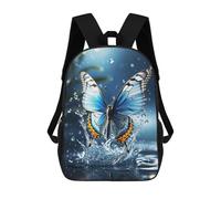 sinyumoney Enchanted White Cat Zaini Per Bambini, Zaino Scuola Zaino Stampato 3D Per Bambini Zaino Da Viaggio, Borsa Per Libri Borsa Scuola Per Bambini, Butterfly Splash, 17"
