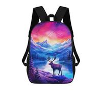 sinyumoney Enchanted Winter Landscape with Elk Zaino Scolastico Per Bambini, Borsa Scolastica Stampata in 3D Per Ragazzi, Studenti Delle Scuole Elementari E Medie 17inch
