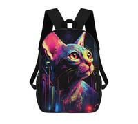 sinyumoney Enchanted Witch Portrait Zaino Stampato Per Bambini, Borsa Da Viaggio Per Adulti E Bambini, Neon Cat Cityscape, 17"
