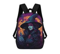 sinyumoney Enchanted Witch - Zaino per ragazzi, adolescenti, studenti, ragazze, zaino per bambini, scuola elementare, scuola media, borsa per la scuola, Ritratto di strega incantata, 17"