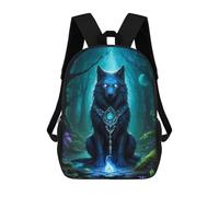 sinyumoney Enchanted Wolf in Mystic Forest -1 Zaini Per Bambini Zaino Scolastico Borsa Scolastica Stampata in 3D Borsa Scolastica Per Ragazzi Studenti Delle Scuole Elementari E Medie 17inch
