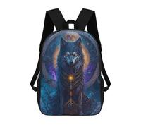 sinyumoney Enchanted Wolf Portrait -16 Zaino Per La Scuola Stampato in 3D Borsa Scolastica Per Ragazzi E Ragazze Zaino Per Bambini Zaino Da Viaggio 17inch