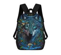 sinyumoney Enchanted Wolf Portrait -9 Zaino Scolastico Per Bambini Da 17 Pollici, Zaino Casual Da Viaggio Per Ragazzi E Ragazze, Zaino Da Giorno Di Grande Capacità 17inch