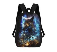 sinyumoney Enchanted Wolf Spirit Art Zaino Scolastico Stampato in 3D Per Bambini, Zaino Scolastico Casual Alla Moda Per Bambini Studenti 17inch