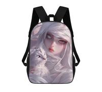 sinyumoney Ethereal White Cat Portrait Zaini Per Bambini, Zaini Scolastici Personalizzati 3D Per Ragazzi E Ragazze, Zaini Scolastici Grandi, Zaini Casual Da Giorno 17inch