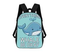 sinyumoney Everything Whale Be Okay Zaini Per Bambini, Zaini Scolastici, Borse Scolastiche Alla Moda Stampate in 3D Per Ragazzi, Studenti Delle Scuole Elementari E Medie 17inch
