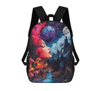 sinyumoney Evil Snowman with Stars Zaini Per Bambini, Borsa Scuola Stampato 3D, Zaino Per Bambini, Borsa Da Viaggio, Zaino Per Bambini Ragazzi Ragazza, Borsa Scuola Per Bambini, Dreamy Forest Night
