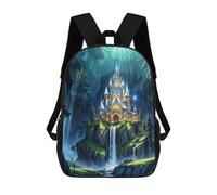 sinyumoney Fantasy Castle Waterfall Zaino Per Bambini Borsa Scolastica Per Ragazzi Cartone Animato Stampa 3D Borsa Scolastica Per Studenti Zaino Per Laptop Per Ragazzi E Ragazze 17inch