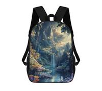 sinyumoney Fantasy Dream Waterfall Zaino Scolastico Stampato in 3D Zaino Scolastico Per Bambini Zaini Scolastici Zaini Da Viaggio Borsa Casual Alla Moda Per Bambini Studenti Scolastici 17inch