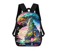 sinyumoney Fantasy Island A Colorful Paradise Zaino Scolastico Alla Moda Per Studenti, Adatto A Ragazzi E Ragazze, Ideale Per Viaggi All'aperto E Attività Ricreative. 17inch