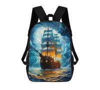 sinyumoney Fantasy Ship Zaino, Zaino Per Bambini, Borsa Scolastica Per Studenti, Zaino Per Libri, Borsa Scolastica Stampata in 3D Per Ragazzi E Ragazze 17inch