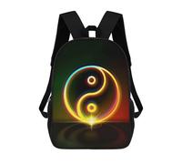sinyumoney Fantasy Soldier Zaino scolastico per adolescenti, stampa 3D, regolabile, con tasche alla moda, per bambini, ragazzi, ragazze, studenti e adolescenti, Neon Glyph Mandala Rune, 17"