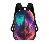sinyumoney Fantasy Space Cityscape Zaino Scolastico Per Bambini, Borsa Scolastica Stampata in 3D Per Ragazzi, Studenti Delle Scuole Elementari E Medie 17inch