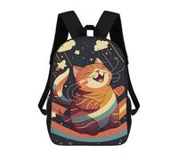 sinyumoney Fat Cat Laughs Zaini Per Bambini, Zaini Scolastici, Borse Scolastiche Alla Moda Stampate in 3D Per Ragazzi, Studenti Delle Scuole Elementari E Medie 17inch