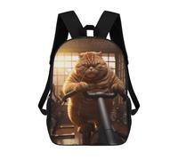 sinyumoney Fat Cat Losing Weight Fit Zaini Per Bambini, Zaini Scolastici Personalizzati 3D Per Ragazzi E Ragazze, Zaini Scolastici Grandi, Zaini Casual Da Giorno 17inch