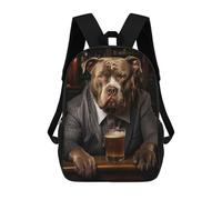 sinyumoney Fat Cat Toilet - Zaino scolastico per bambini con stampa 3D, ideale per viaggi e libri, XL Bulldog At The Bar, 17"